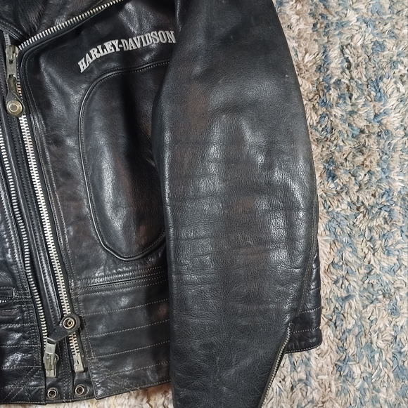 Vintage Harley Davidson Leather Jacket D Pocket Embroidered Double Zipper - Picture 8 of 15